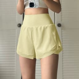Sports Shorts for Women Fitness Running Yoga Summer Anti-exposure Fake Two-piece Breathable Loose Training Three-point Pants