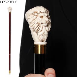 93cm Lion-Head Resin Walking Stick Detachable German Beech Wooden Canes Men Women Fashionable Party Decorative Walking Sticks