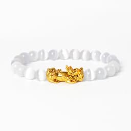 Nature Stone Feng Shui Bracelet Men Obsidian Opal Pixiu Wealth Luck Bead Bracelet Gold Color Pi Yao Dragon Charm Elastic Jewelry
