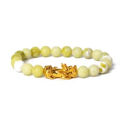 Nature Stone Feng Shui Bracelet Men Obsidian Opal Pixiu Wealth Luck Bead Bracelet Gold Color Pi Yao Dragon Charm Elastic Jewelry