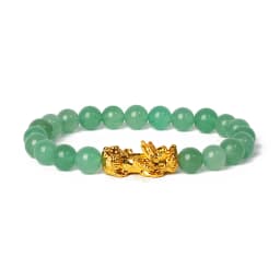 Nature Stone Feng Shui Bracelet Men Obsidian Opal Pixiu Wealth Luck Bead Bracelet Gold Color Pi Yao Dragon Charm Elastic Jewelry