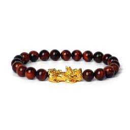 Nature Stone Feng Shui Bracelet Men Obsidian Opal Pixiu Wealth Luck Bead Bracelet Gold Color Pi Yao Dragon Charm Elastic Jewelry