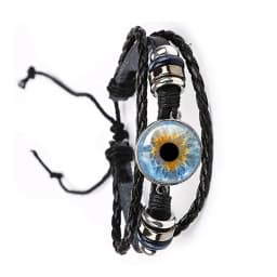 Fashion Dragon Evil Eye Bracelet Dragon Eye Glass Cabochon Leather Bracelets Lace up Adjustable Evil Eye Bracelet Jewelry