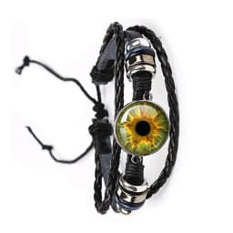Fashion Dragon Evil Eye Bracelet Dragon Eye Glass Cabochon Leather Bracelets Lace up Adjustable Evil Eye Bracelet Jewelry