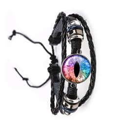 Fashion Dragon Evil Eye Bracelet Dragon Eye Glass Cabochon Leather Bracelets Lace up Adjustable Evil Eye Bracelet Jewelry