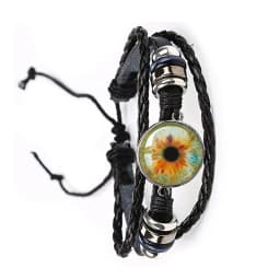 Fashion Dragon Evil Eye Bracelet Dragon Eye Glass Cabochon Leather Bracelets Lace up Adjustable Evil Eye Bracelet Jewelry