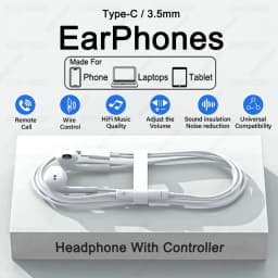 Type C Headphones Wired Earbuds For Xiaomi Redmi Poco Oneplus Google OPPO Huawei Honor Samsung Earphones Laptops Tablet Headset