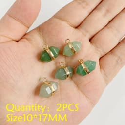 2PCS Necklace Pendant Natural Stone Green Aventurine Ornaments Pendant For Jewelry Making DIY Necklace Bracelet Accessory