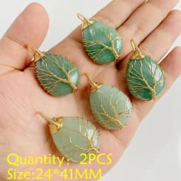 2PCS Necklace Pendant Natural Stone Green Aventurine Ornaments Pendant For Jewelry Making DIY Necklace Bracelet Accessory