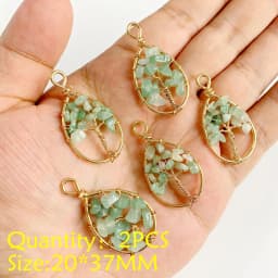 2PCS Necklace Pendant Natural Stone Green Aventurine Ornaments Pendant For Jewelry Making DIY Necklace Bracelet Accessory