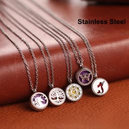 Stainless Steel Aromatherapy Essential Oil Diffuser Necklace Mini Tree Flower 12mm Locket Charm Aroma Perfume Pendant Necklace
