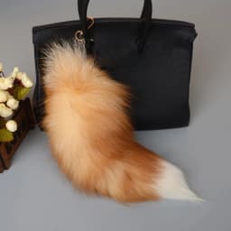 Plush-Fox Tail Keychain Furry Racoon Tail Keyring Keychain 28cm Animal Tail Key-Pendant Pompoms Keyring Holder Bag-Decor