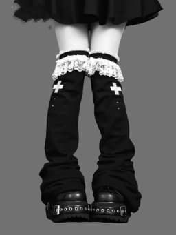 Y2k Lace Knee Length Flare Leg Socks Kawaii Leg Warmers Harajuku Gothic Lolita Women Leg Cover Boots Socks