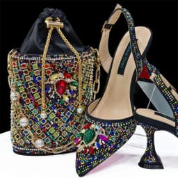 Venus Chan- Green Color High Heels for Ladies Popular Design African Ladies Shoes and Bag Set INS Style Elegant 2024 Newest