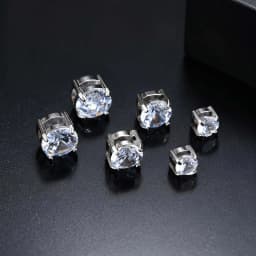 Punk Round Zircon Magnetic Ear Studs Clips Non Piercing Stainless Steel Small Earrings for Women Men Fashion Jewelry 