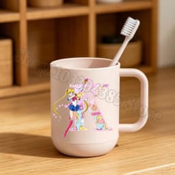 Sailor Moons Toothbrush Cup Girls Kawaii Letter A-Z Gargle Mug Women Travel Portable Water Cups Kids Bathroom Accessories Gift