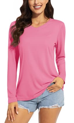 TACVASEN Summer UPF 50+ Long Sleeve T-Shirts Womens Sun Protection V Neck Fashion Tee Shirts Quick Dry Outdoor Hiking Pullover