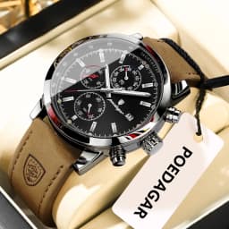 POEDAGAR Casual Trendy Man Quartz Watch Date Waterproof Chronograph Luminous Men Watch Sports Male Stylish Leather Men's Watches