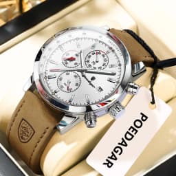 POEDAGAR Casual Trendy Man Quartz Watch Date Waterproof Chronograph Luminous Men Watch Sports Male Stylish Leather Men's Watches