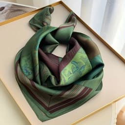 2025 New Green Print Square Scarf Simulated Silk Thin Satin Neck Scarf Elegant Ladies Professional Decorative Small Scarf