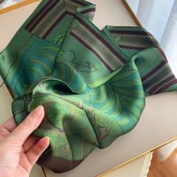 2025 New Green Print Square Scarf Simulated Silk Thin Satin Neck Scarf Elegant Ladies Professional Decorative Small Scarf