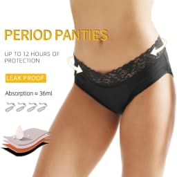 4-Layer Leak proof Menstrual Panties Moderate Fast Absportion Postpartum Belly Support Briefs With Lace Design Reusable