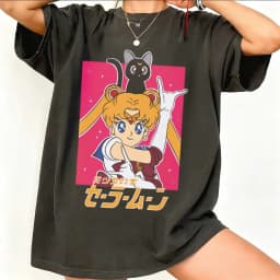 Sailor Moon Retro 90s Anime Graphic T Shirt Summer Cotton Men Women Tee Streetwear Casual Trend Short Sleeve Couple Hip Hop Top