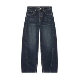 European and American style 2025 winter new women's clothing mid waist balloon version sickle bending knife jeans