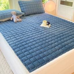New Autumn Winter Thickened Warm Quilted Mattress Pad Cozy Durable Milk Fleece Mattress Toppers Soft Fluffy Sleep Naked Bed Pads