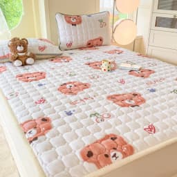 New Autumn Winter Thickened Warm Quilted Mattress Pad Cozy Durable Milk Fleece Mattress Toppers Soft Fluffy Sleep Naked Bed Pads