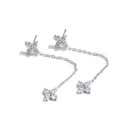 Yhpup Stainless Steel Cubic Zirconia Flower Chain Drop Dangle Earrings 2026 Delicate Fashion Daily Chic Jewelry Gala Waterproof