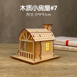 3D Wooden Puzzle Model Christmas LED Light Wood House Luminous Cabin for Home Decor Log House DIY Gift Window Decoration