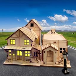 3D Wooden Puzzle Model Christmas LED Light Wood House Luminous Cabin for Home Decor Log House DIY Gift Window Decoration