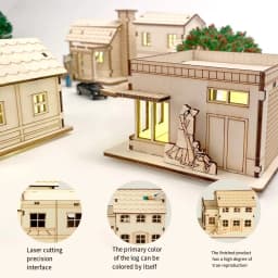 3D Wooden Puzzle Model Christmas LED Light Wood House Luminous Cabin for Home Decor Log House DIY Gift Window Decoration