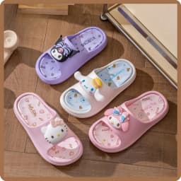 Sanrio Hello Kitty Kuromi My Melody Indoor Slippers Ladies Family Home Cute Cartoon Anime Kawaii Super Extra Soft Anti Slip Gift