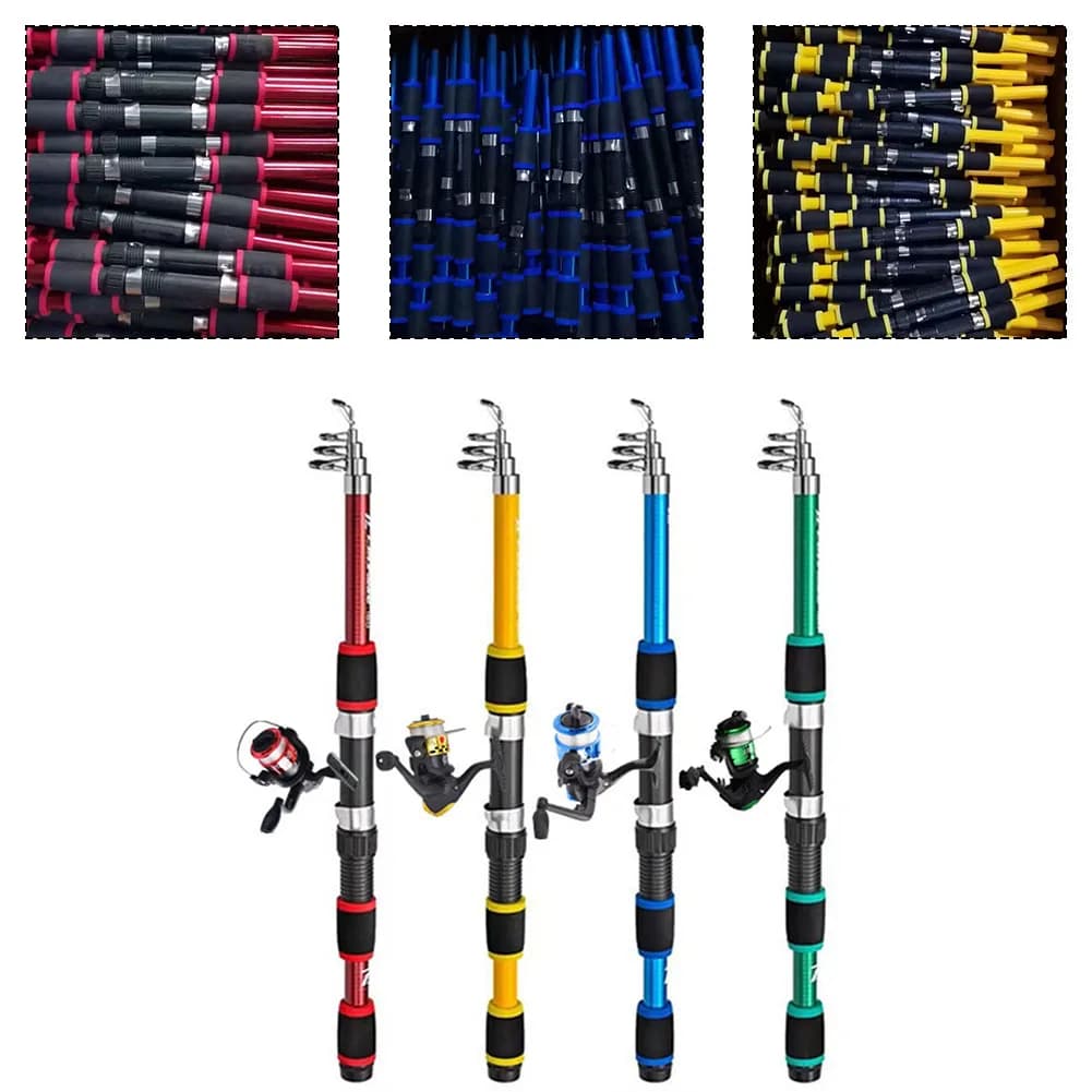 Telescopic Fishing Rod Reel With Telescopic Fishing Rod And Rotating Reel Baits Hooks Travel Pole Set Fishing Rod Accessories