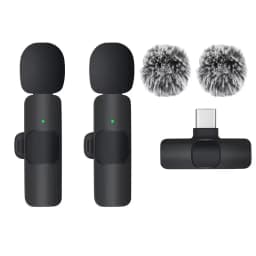 KEBIDUMEI 2.4G Wireless Lavalier Microphone Portable Audio Video Recording for iPhone Android Live Broadcast Gaming Phone