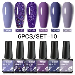 Mtssii 6PCS/Set Nude Color Gel Nail Polish Set 150 Colors Glitter Semi Permanent UV Led Gel Varnish Soak Off Nail Gel Art Design