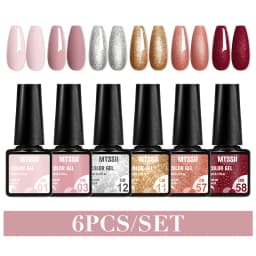 Mtssii 6PCS/Set Nude Color Gel Nail Polish Set 150 Colors Glitter Semi Permanent UV Led Gel Varnish Soak Off Nail Gel Art Design