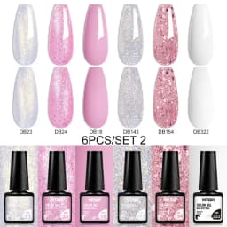 Mtssii 6PCS/Set Nude Color Gel Nail Polish Set 150 Colors Glitter Semi Permanent UV Led Gel Varnish Soak Off Nail Gel Art Design