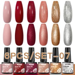 Mtssii 6PCS/Set Nude Color Gel Nail Polish Set 150 Colors Glitter Semi Permanent UV Led Gel Varnish Soak Off Nail Gel Art Design