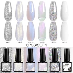 Mtssii 6PCS/Set Nude Color Gel Nail Polish Set 150 Colors Glitter Semi Permanent UV Led Gel Varnish Soak Off Nail Gel Art Design