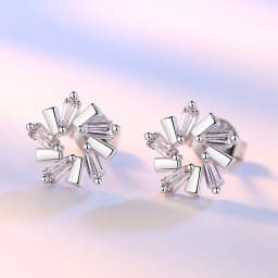 Crystal Zircon Real 925 Sterling Silver Earrings Channel Cubic Zirconia Silver Stud Earrings for Women Sterling Silver Jewelry