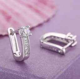 Crystal Zircon Real 925 Sterling Silver Earrings Channel Cubic Zirconia Silver Stud Earrings for Women Sterling Silver Jewelry