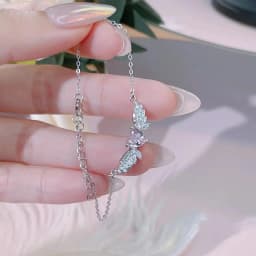 Pink Rhinestones Heart Metal Wings Charms Bracelets for Women Korean Fashion Girls Sweet Bracelet Party Jewelry Gifts Wholesale