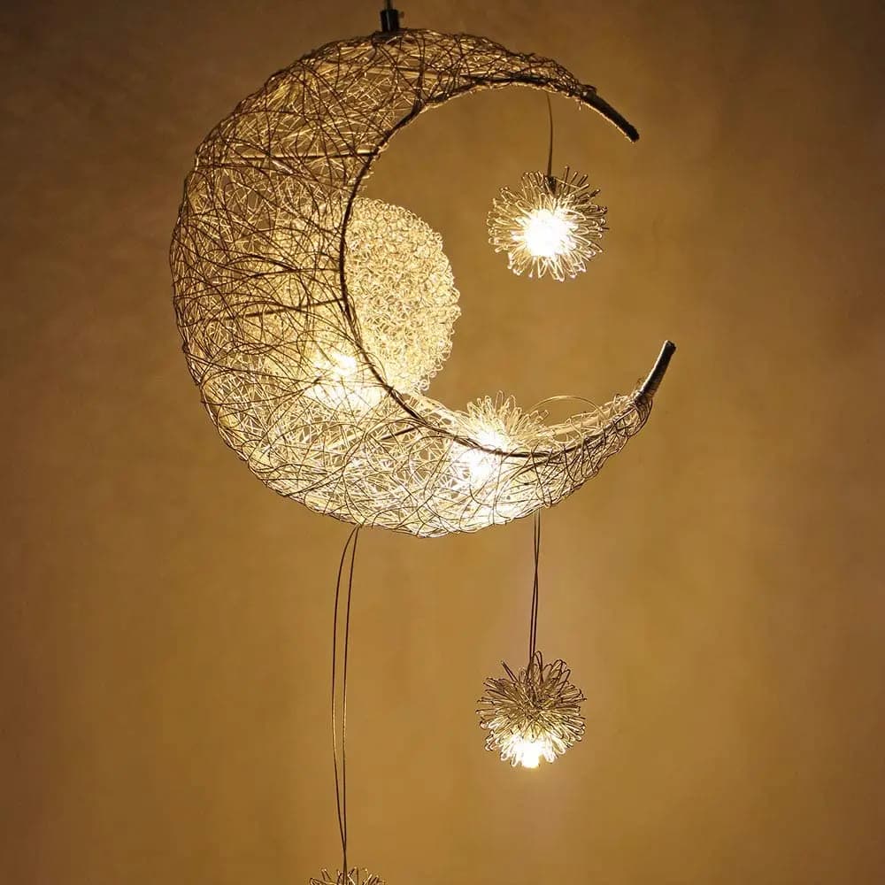 Modern Creative Pendant Light Moon Star Suspension Kids Bedroom Hanging Lamp Christmas Decorations For Home Fixture Lighting LED