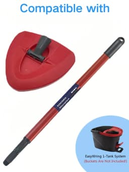1*Extendable Spin Mop Handle + 1*Triangle Base Compatible with O-Cedar and Vileda, Replacement Parts Fits For 1 Tank System