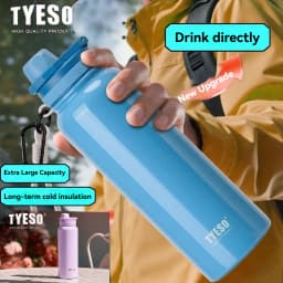 Tyeso Stainless Steel Thermos Mug Outdoor Sports Keeps Cold and Heat High Capacity Thermo Bottle Travel Vacuum Flask Thermal Cup