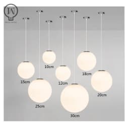 Gold/Black/silv Glass Ball Pendant Lights White Globe Hanging Lamps Bar Restaurant Deco Luminaire Bedroom Light E27 Pendant Lamp