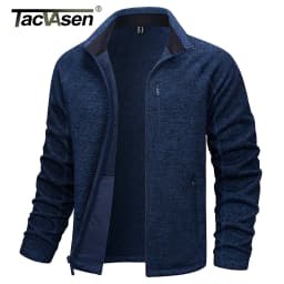 TACVASEN Full Zip Knitted Sweater Mens Stylish High Quality Soft Warm Fleece Jacket Spring Hiking Sports Casual Coat Male